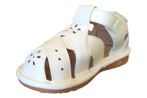 White Closed Toe leather Sandal